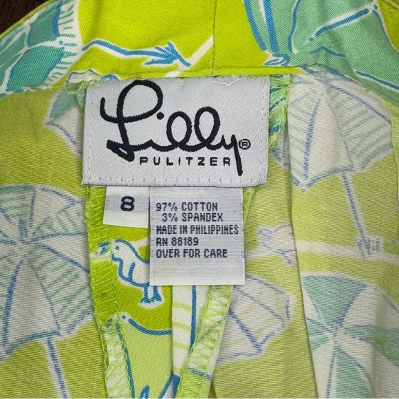 Lilly Pulitzer High Waist Cropped Pants whimsical ducks & umbrella prints size 8 - Picture 7 of 15